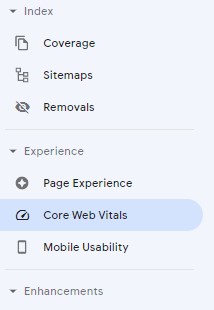 Core Web Vitals in Google Search Console